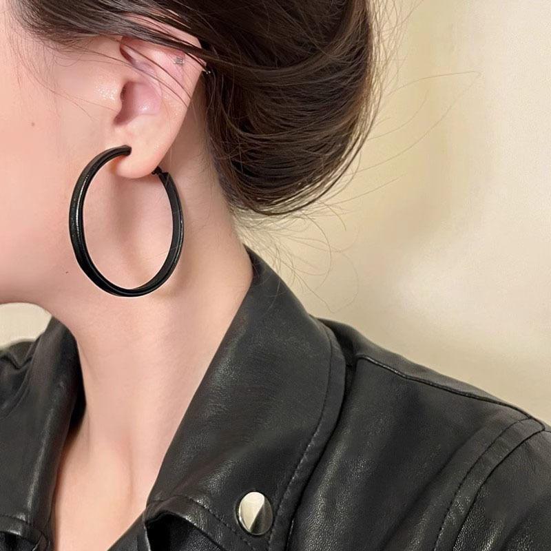 Faux Leather Hoop Earring Product Image