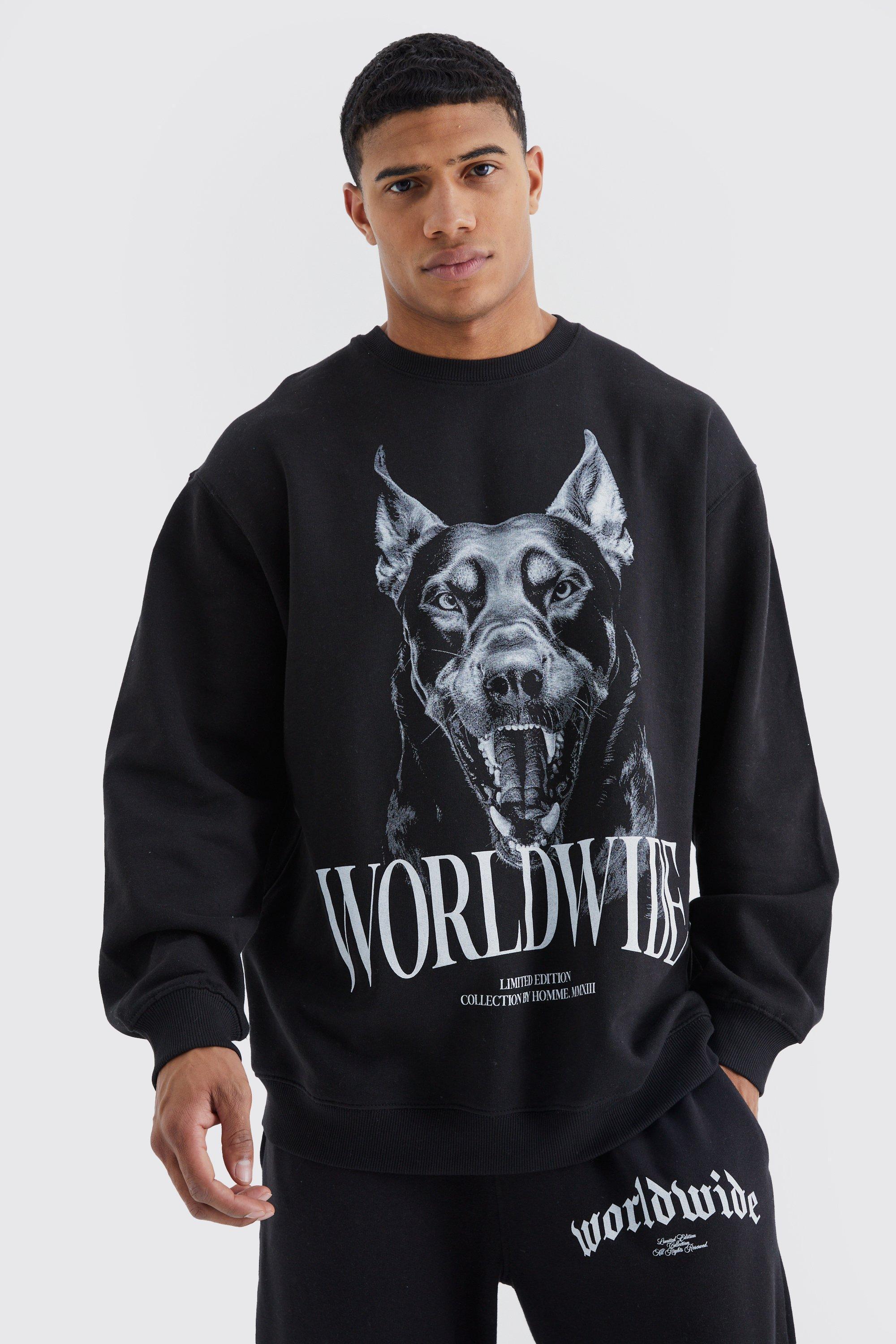 Mens Black Worldwide Graphic Sweatshirt, Black Product Image