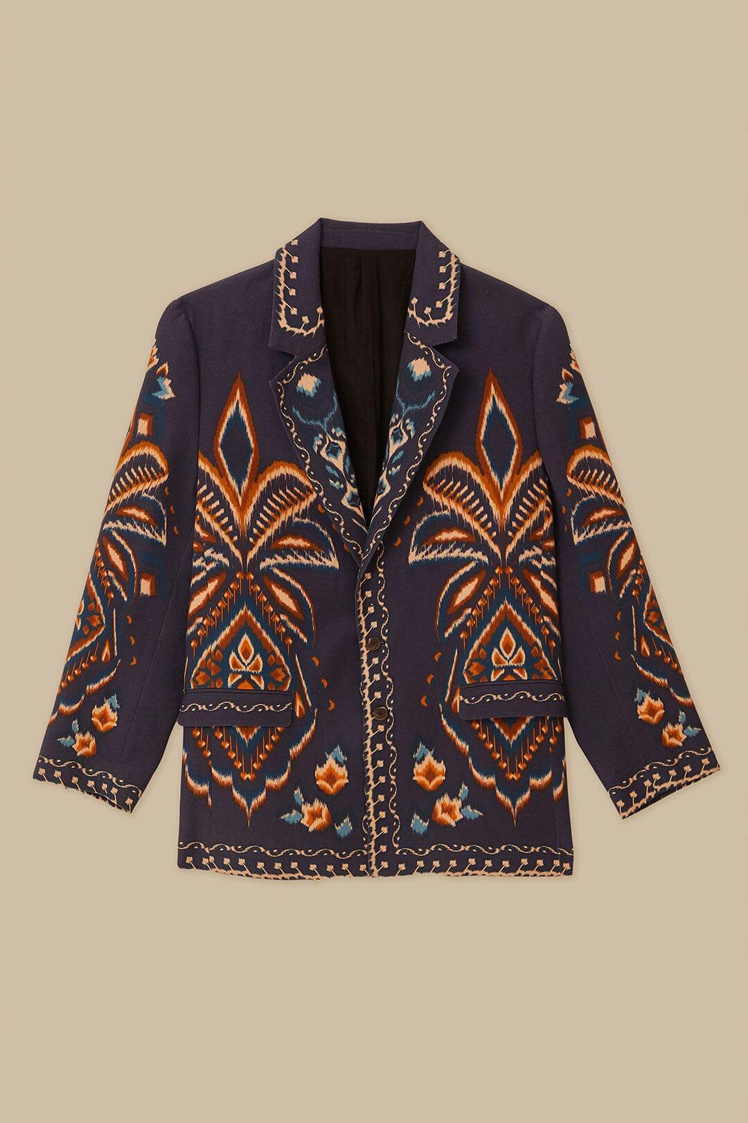 Blue Pineapple Ikat Blazer, PINEAPPLE IKAT BLUE / XS Product Image