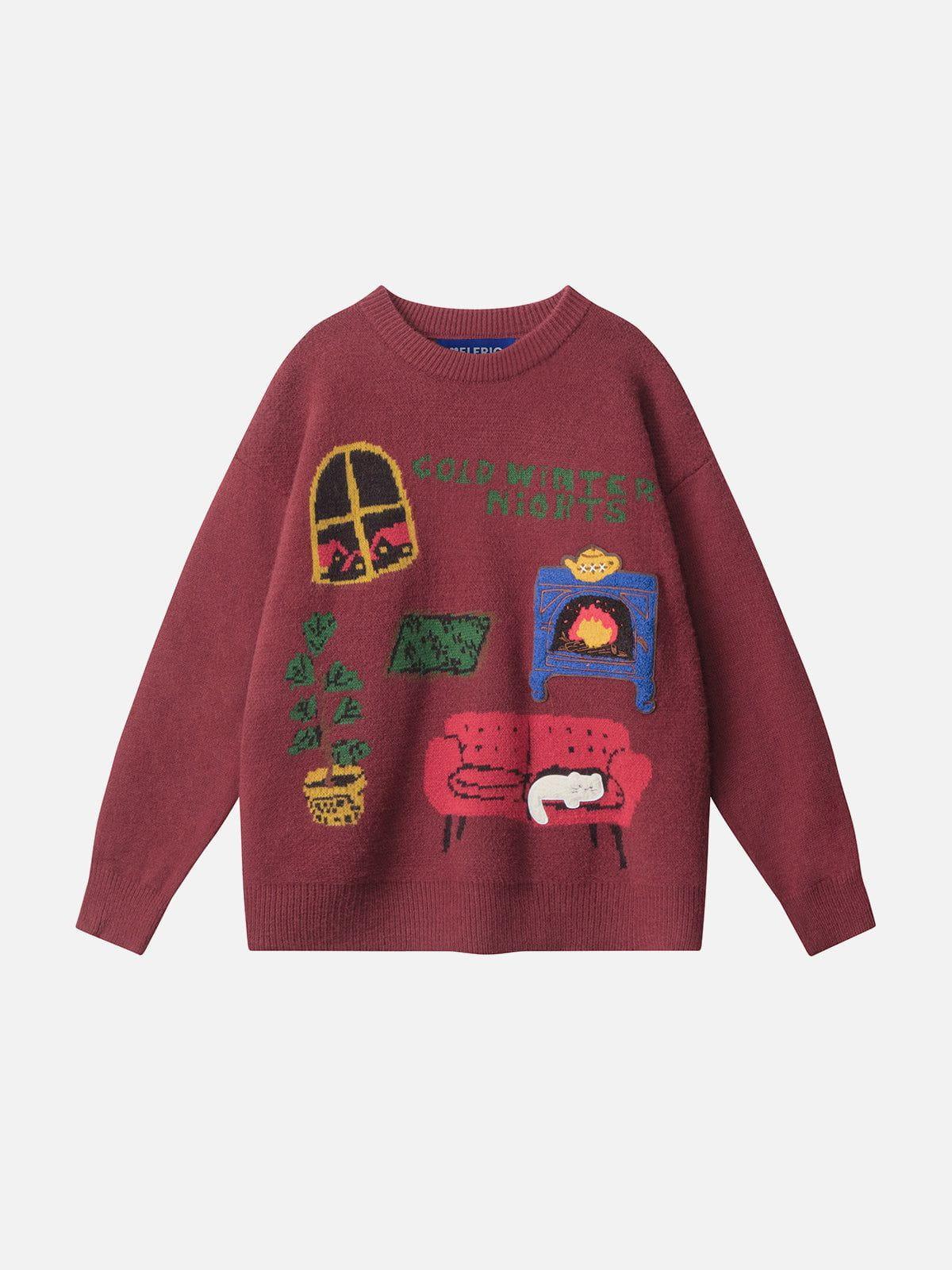 Aelfric Eden Cartoon Embroidery Sweater Product Image