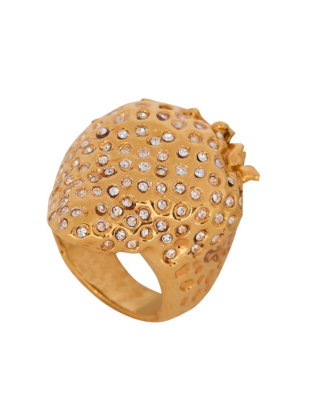 BALMAIN Strawberry Rhinestone Ring In Gold Product Image