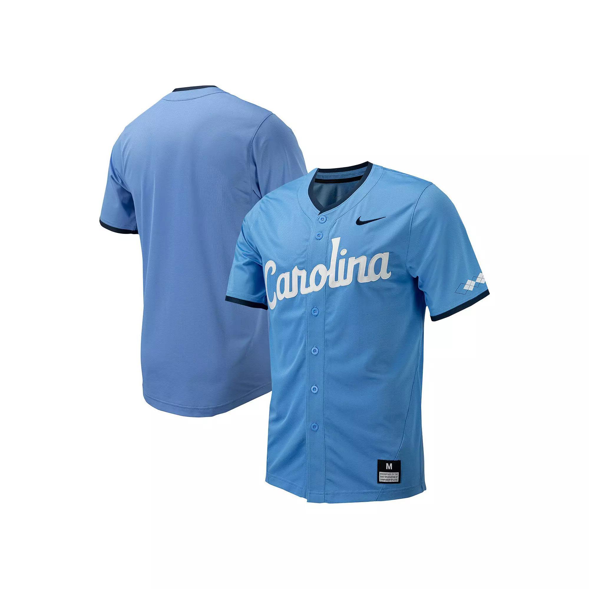 Men's Nike Carolina Blue North Carolina Tar Heels Replica Full-Button Baseball Jersey, Size: XL, Light Product Image