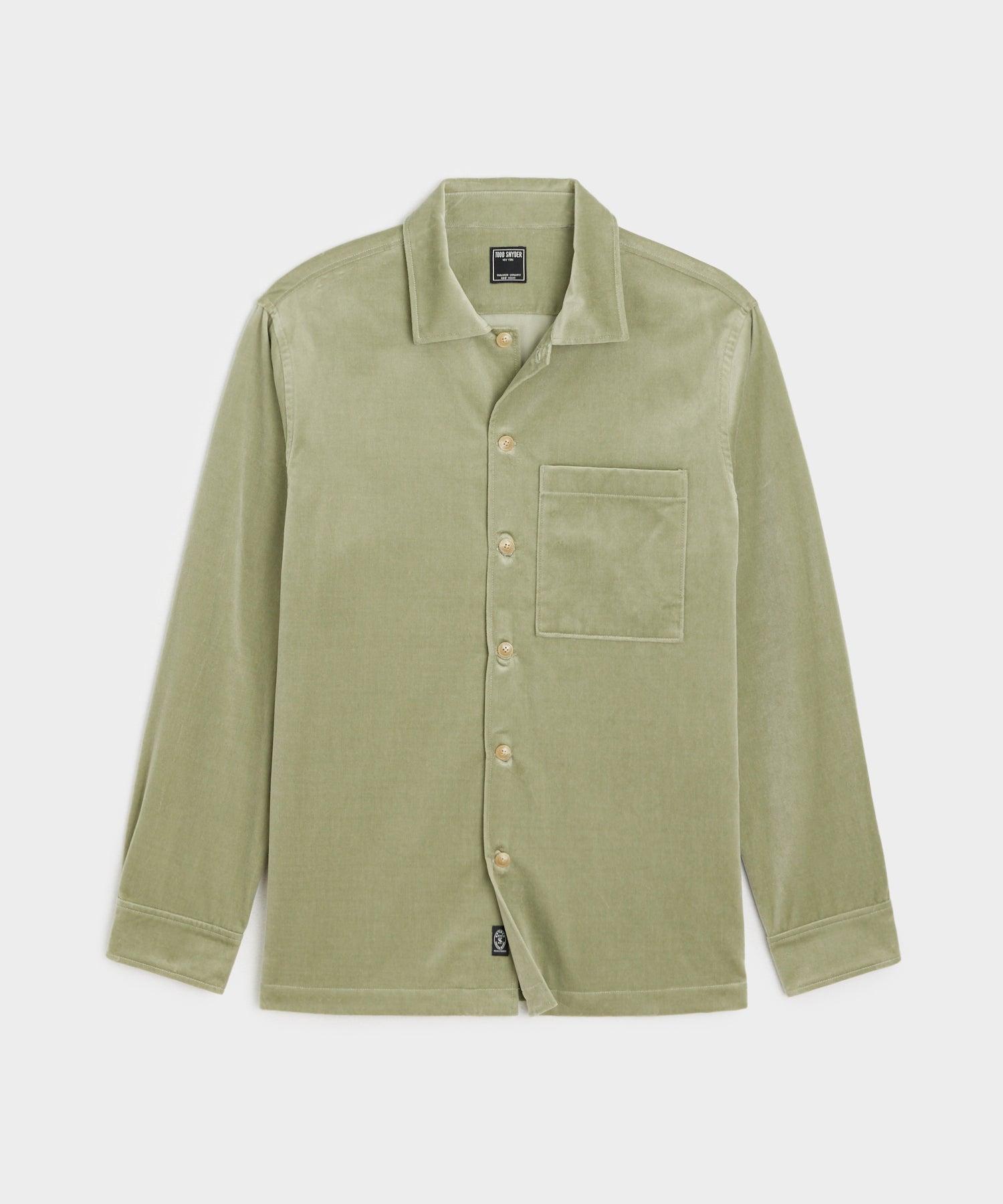 Italian Velvet Overshirt in Dry Sage Product Image