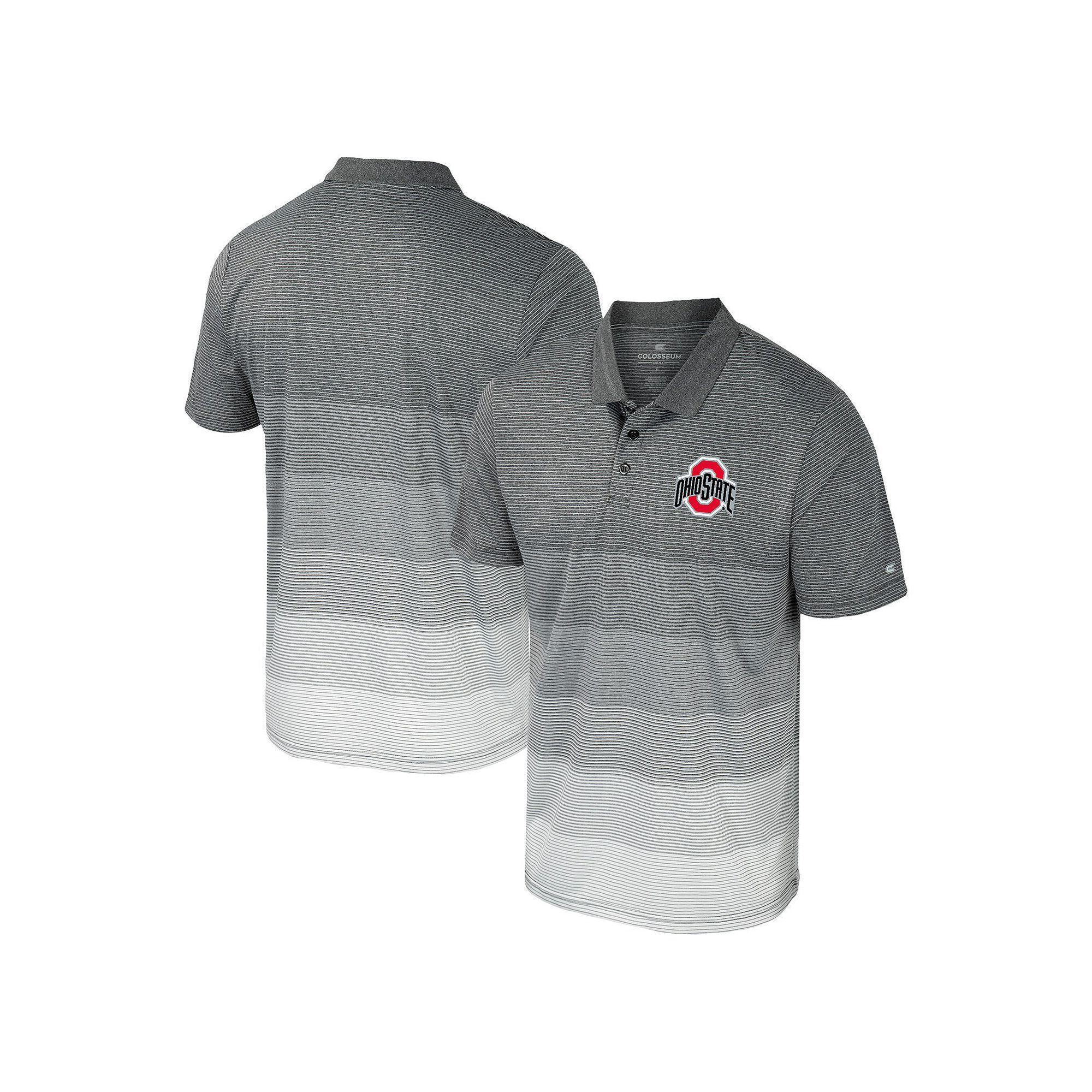 Men's Colosseum Gray Ohio State Buckeyes Striped Mesh Polo,  Product Image