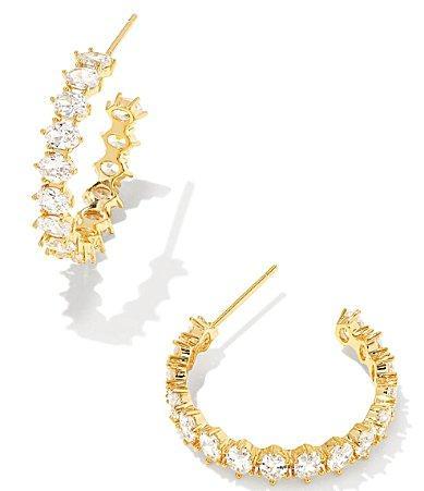 Kendra Scott Cailin Crystal Hoop Earrings - White CZ Product Image