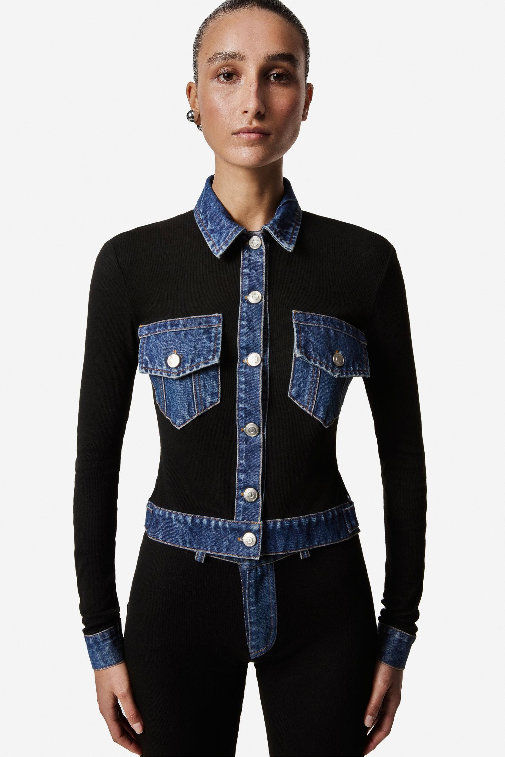 Second Skin Rib Denim Top Product Image