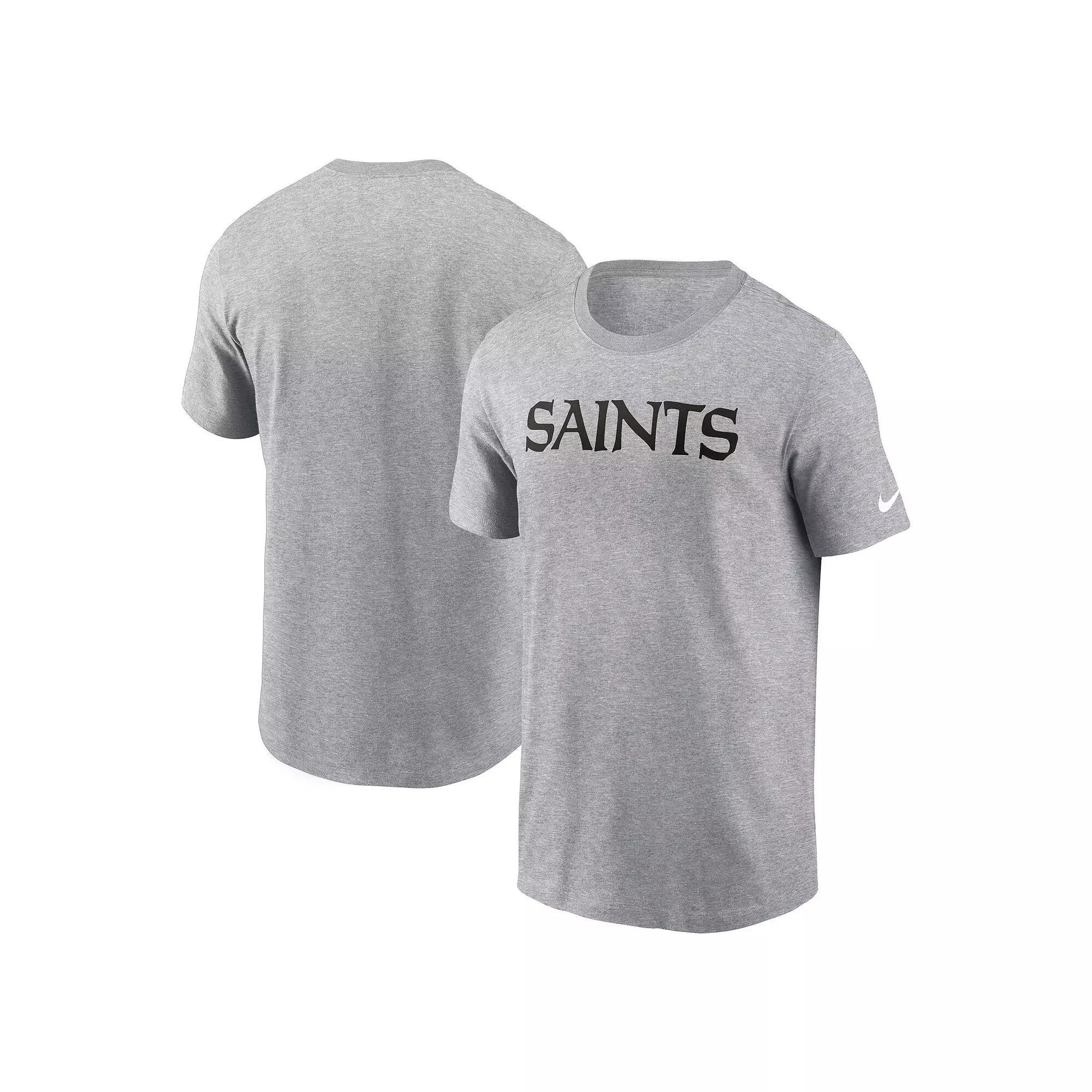 Men's Nike Heather Gray New Orleans Saints Primetime Wordmark Essential T-Shirt, Size: Large, Grey Product Image