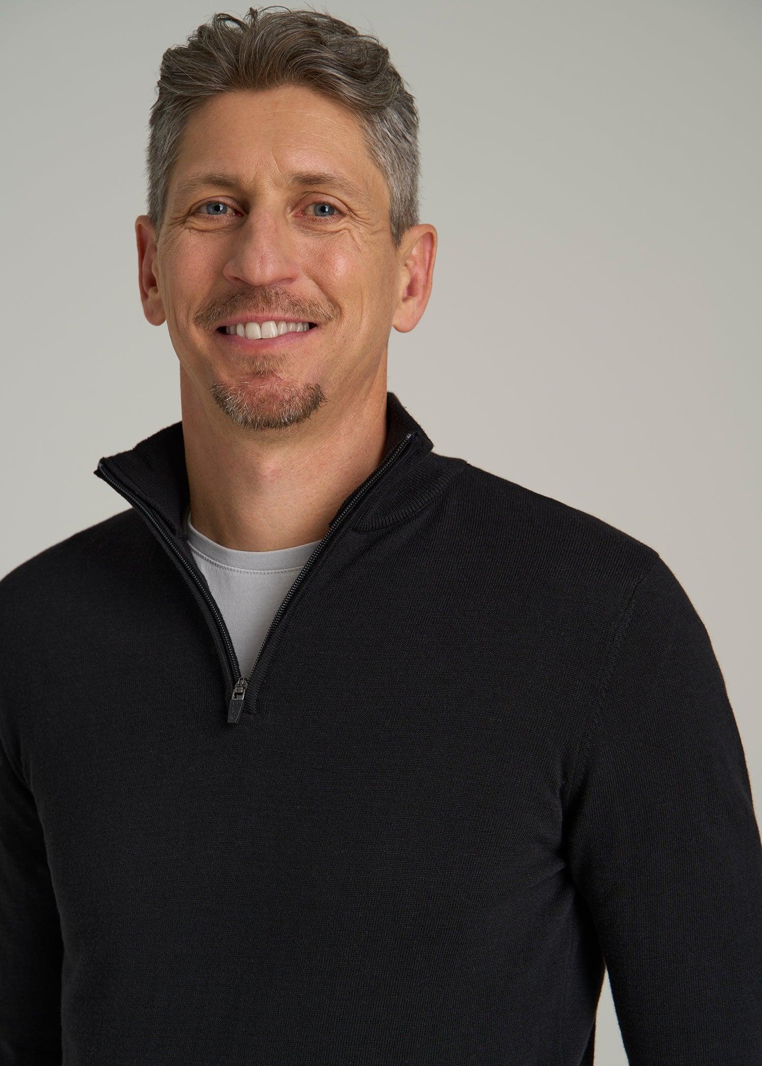 Everyday Quarter-Zip Sweater for Tall Men in Black Male Product Image