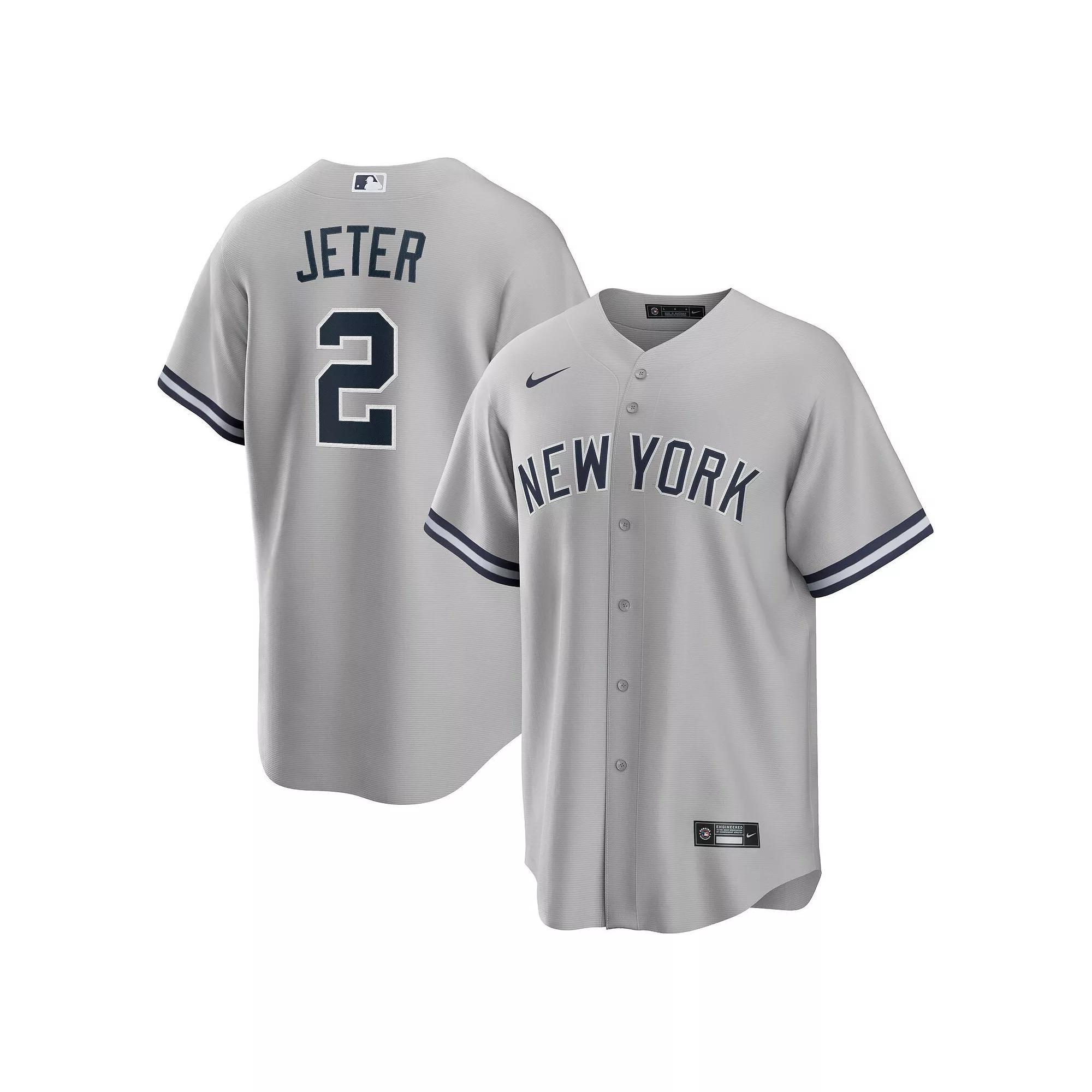 Men's Nike Derek Jeter Gray New York Yankees Big & Tall Road Replica Player Jersey, Size: 3XLT, Grey Product Image