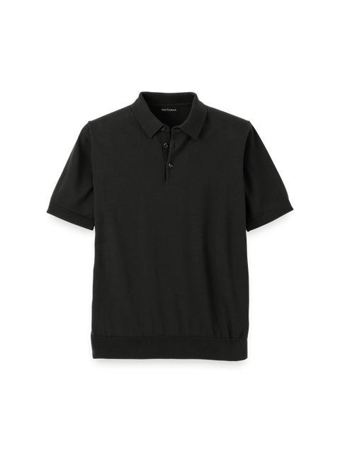 Supima Cotton Three Button Polo - Navy Product Image