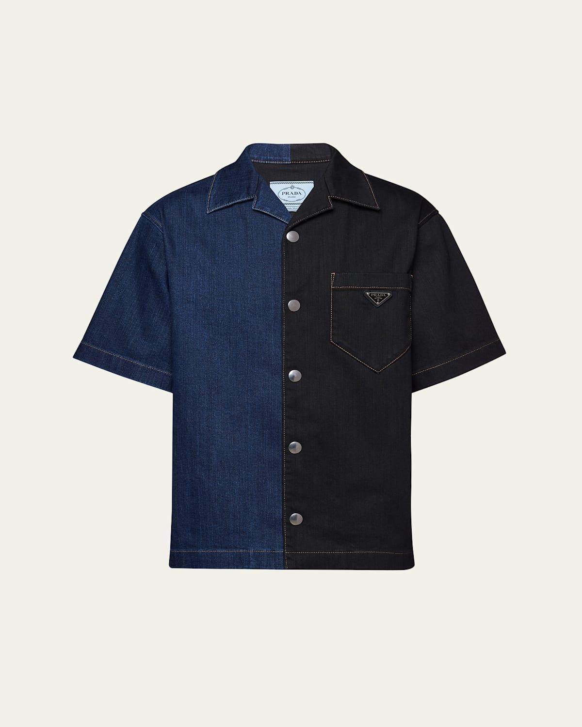 Mens Double Match Denim Camp Shirt Product Image