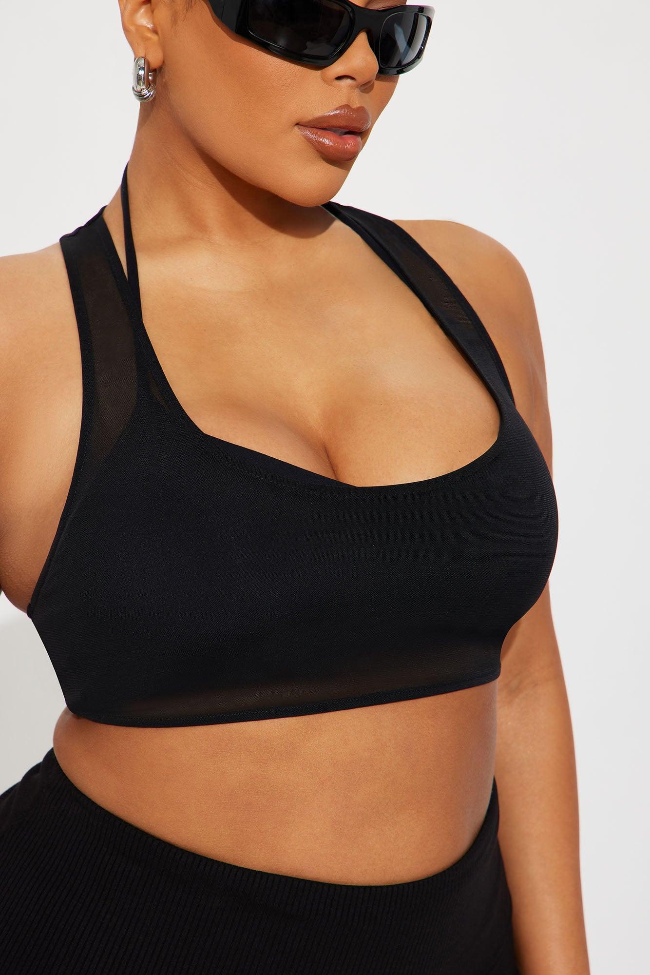 Power Mesh Racerback Bra Top - Black Female Product Image