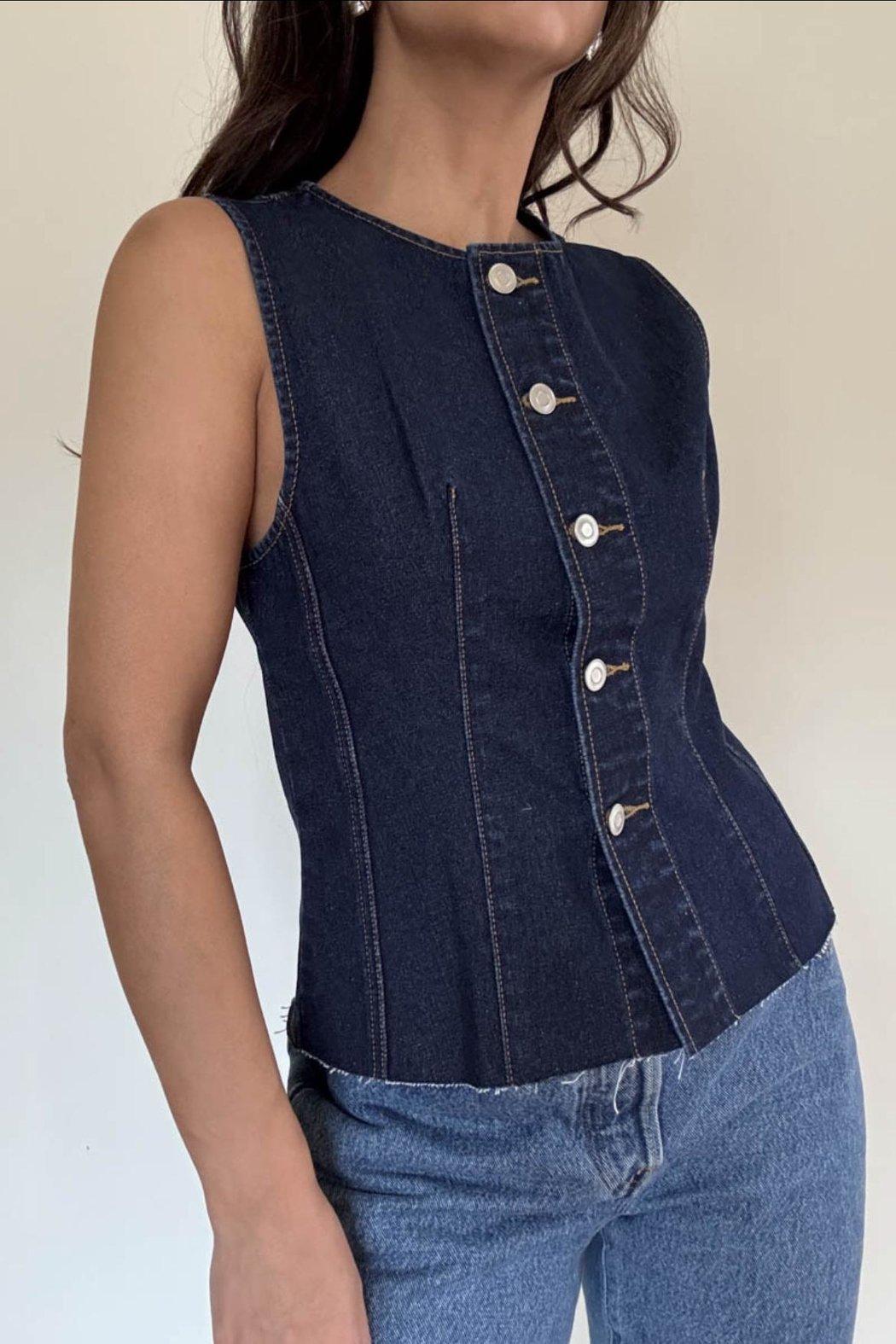 Buttoned Denim Vest Product Image