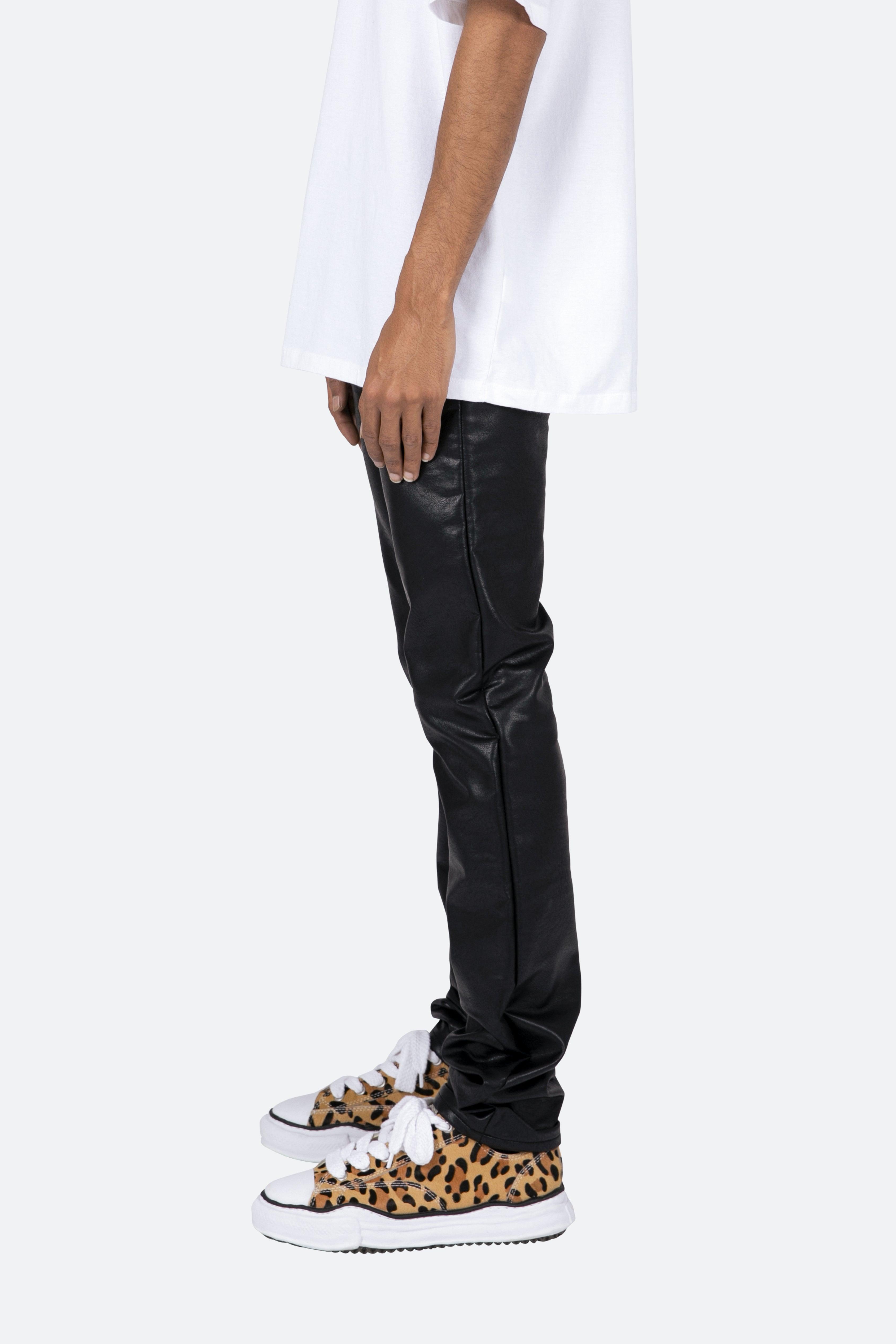 D481 Leather Straight Pants - Black Male Product Image