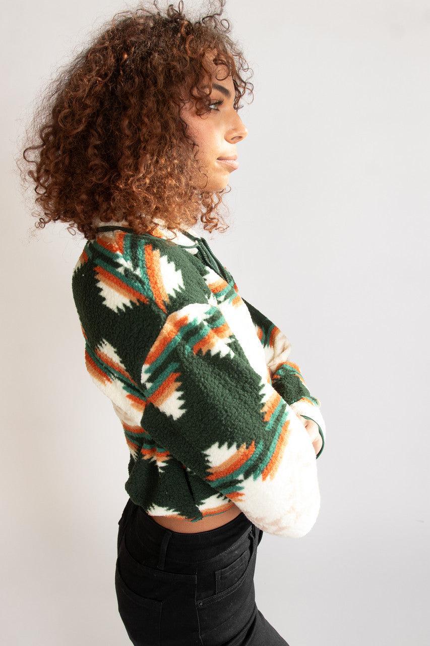 Geometric Print Sherpa Jacket Product Image