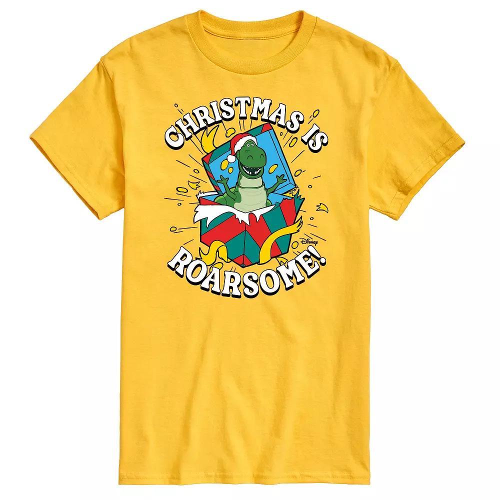 Disney / Pixar's Toy Story 4 Rex Men's Christmas Is Roarsome Graphic Tee, Size: Large, Grey Military Green Product Image