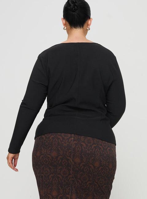 Gaskin Long Sleeve Top Black Curve Product Image