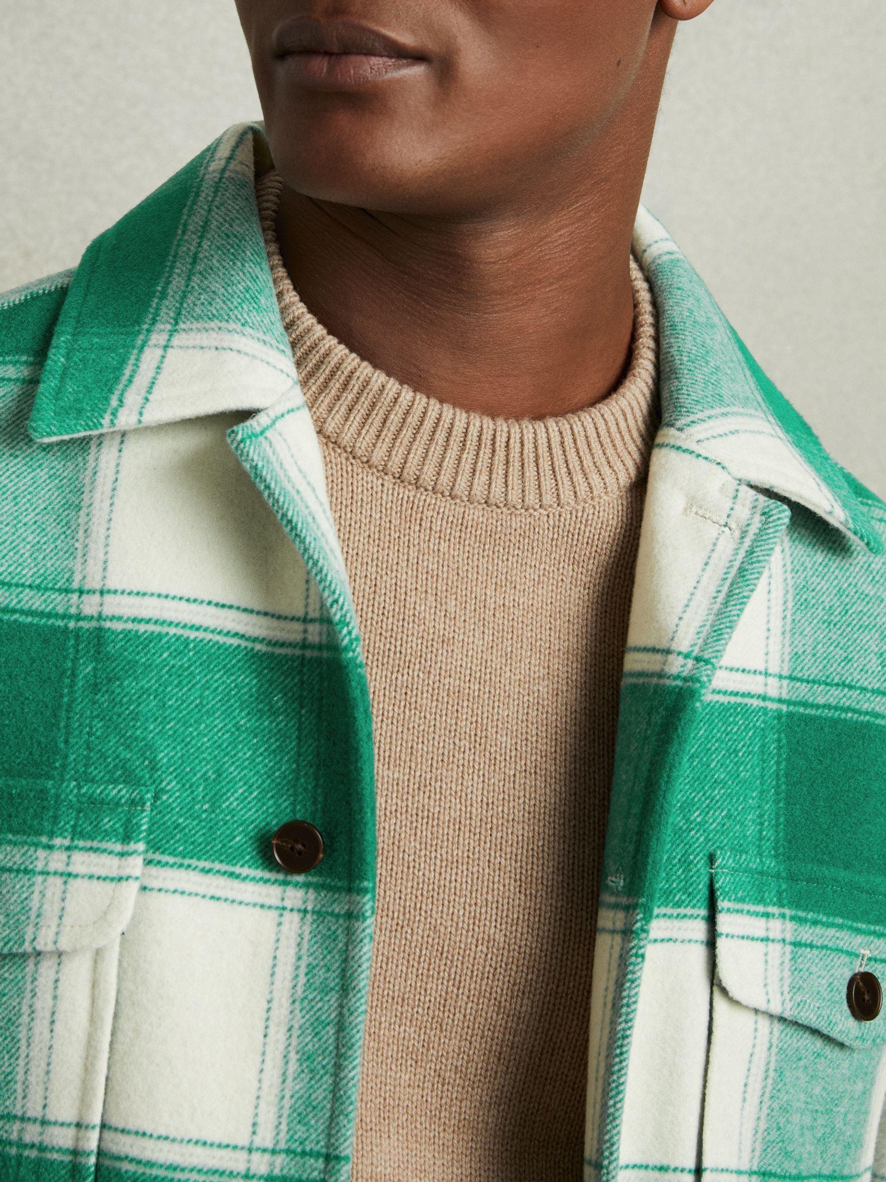 Wool Blend checked Overshirt in Green Product Image