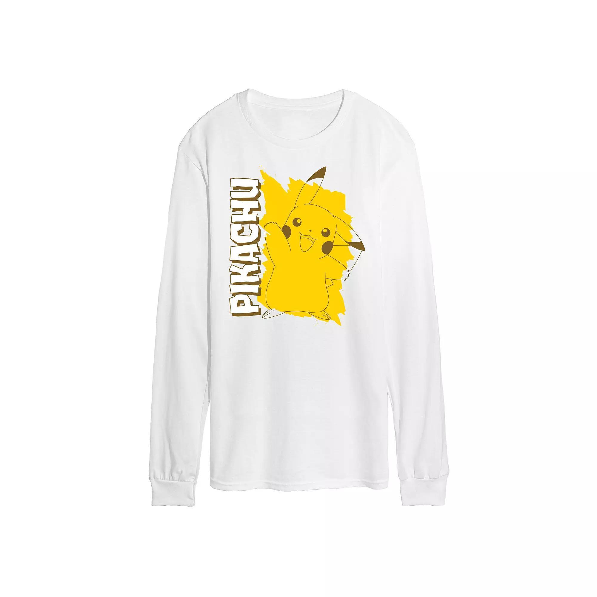 Men's Pokemon Pikachu Long Sleeve Graphic Tee, Size: Small, White Product Image