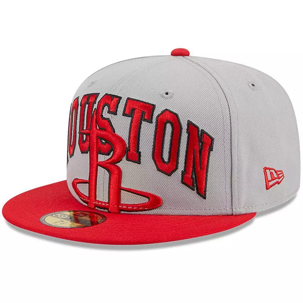 Men's New Era Gray/Red Houston Rockets Tip-Off Two-Tone 59FIFTY Fitted Hat, Size: 7 1/4, Grey Product Image