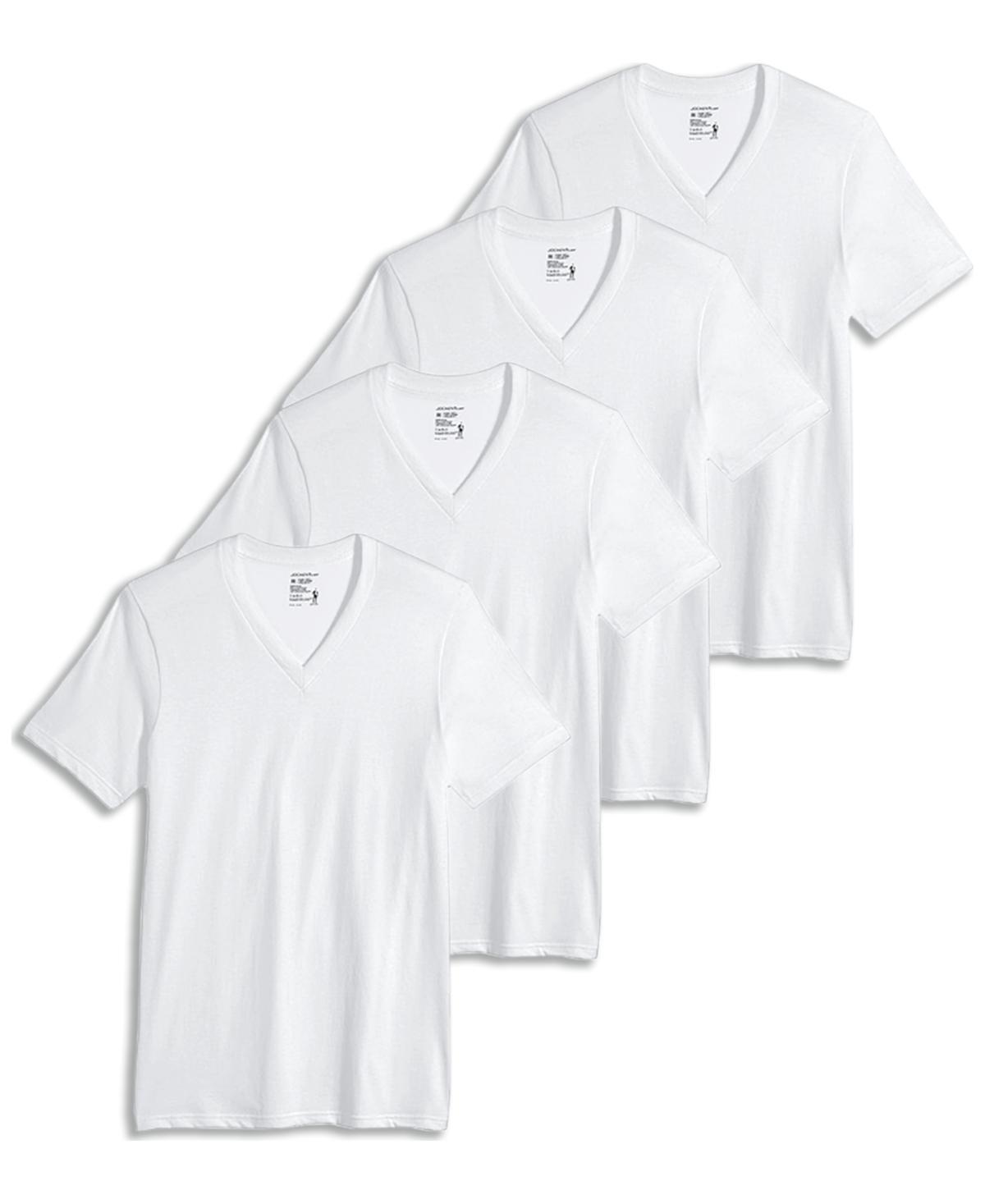 Men's Jockey® Classic V-Neck 3 Pack Tees +1 Bonus, Size: Large, All White Product Image