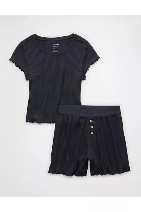 AE Ribbed Plush Baby Tee PJ Set Womens Product Image