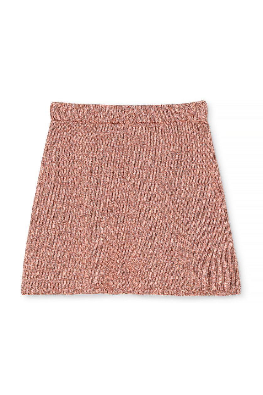 Knitted A-Line Mini Skirt Pink Product Image