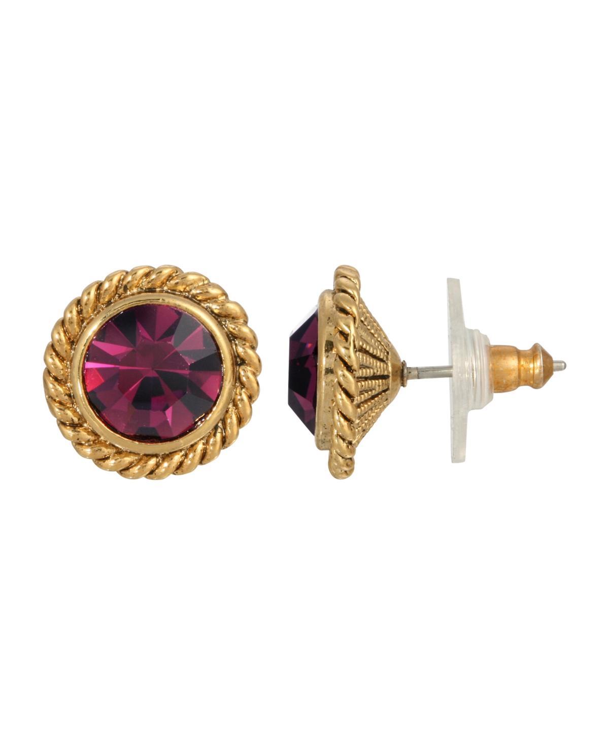 1928 Gold Tone Round Stud Earrings, Womens, Purple Product Image