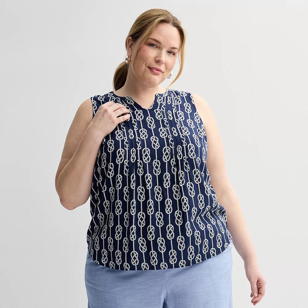 Plus Size Croft & Barrow® Pintuck Sleeveless Shell Top, Women's, Size: 4XL, Red Fun Anchor Product Image