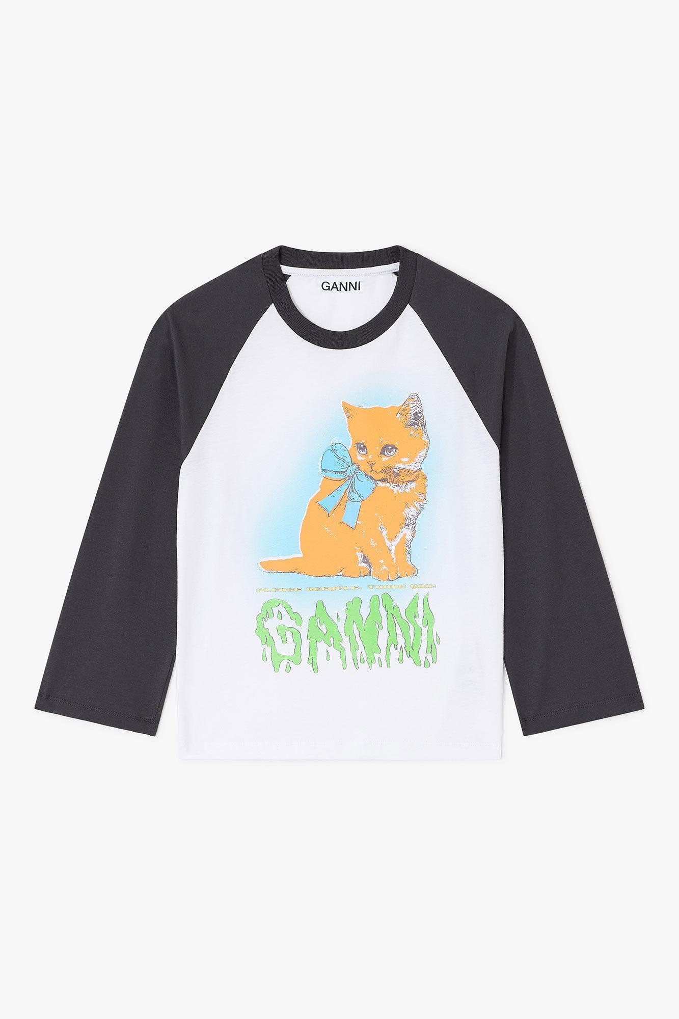 White Cropped Kitty T-shirt Product Image