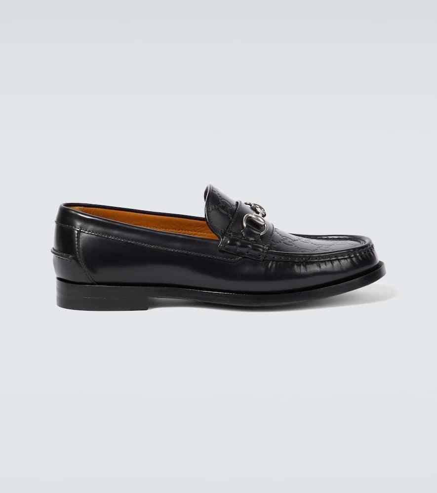 GUCCI Horsebit Debossed Gg Leather Loafers In Black Product Image