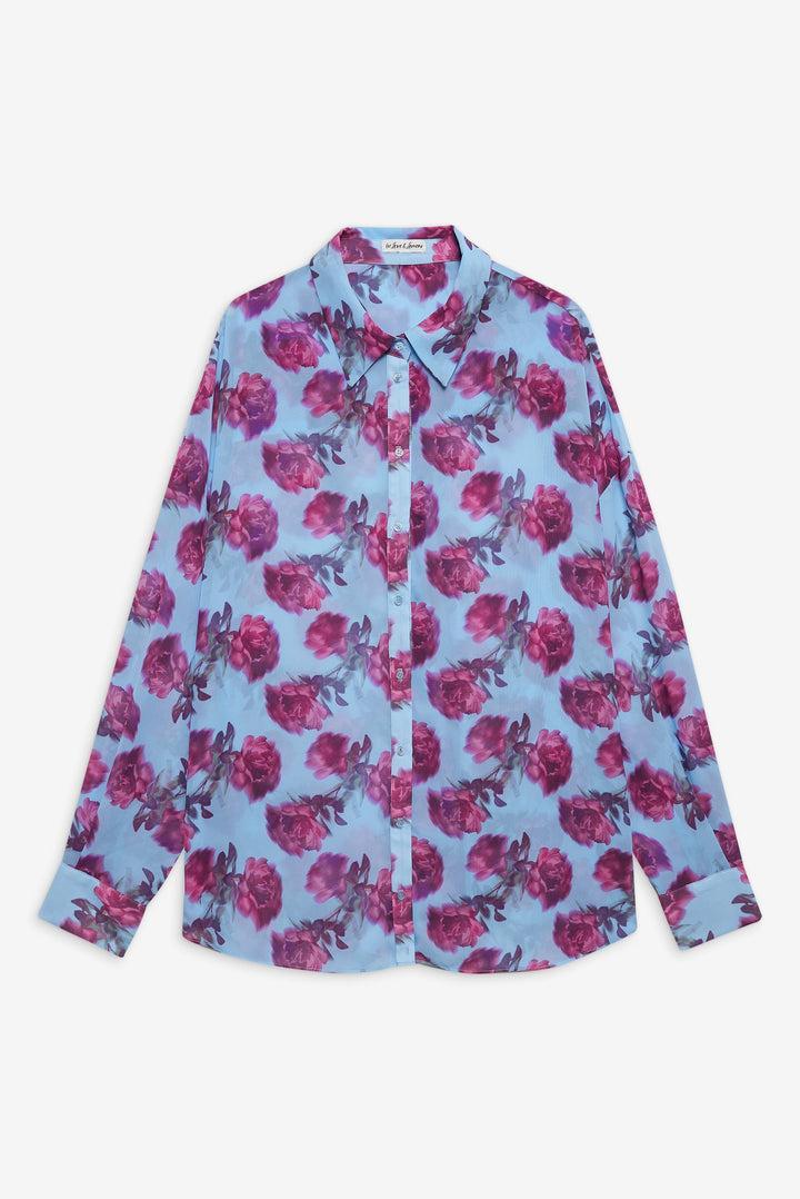 Floral Stems Button-Down Top — Blue Product Image