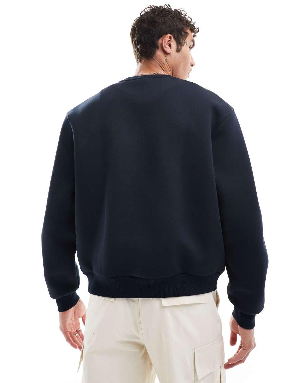 ASOS DESIGN boxy oversized scuba sweatshirt in navy Product Image