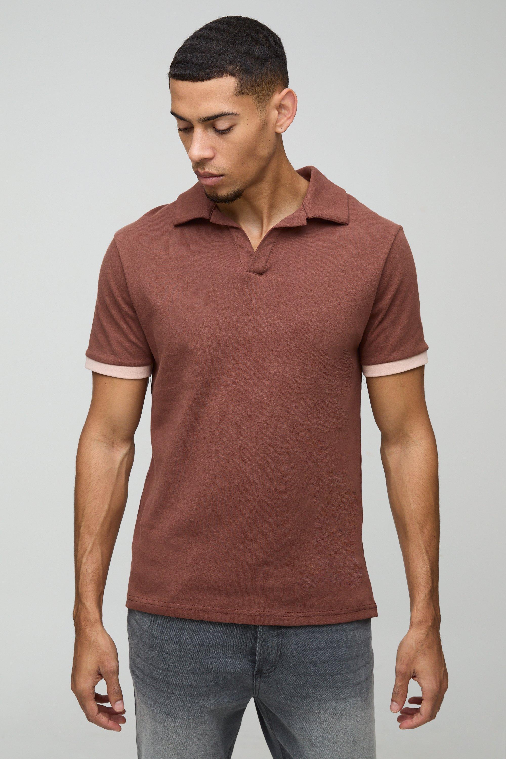 Slim Interlock Colour Block Polo | boohooMAN USA Product Image