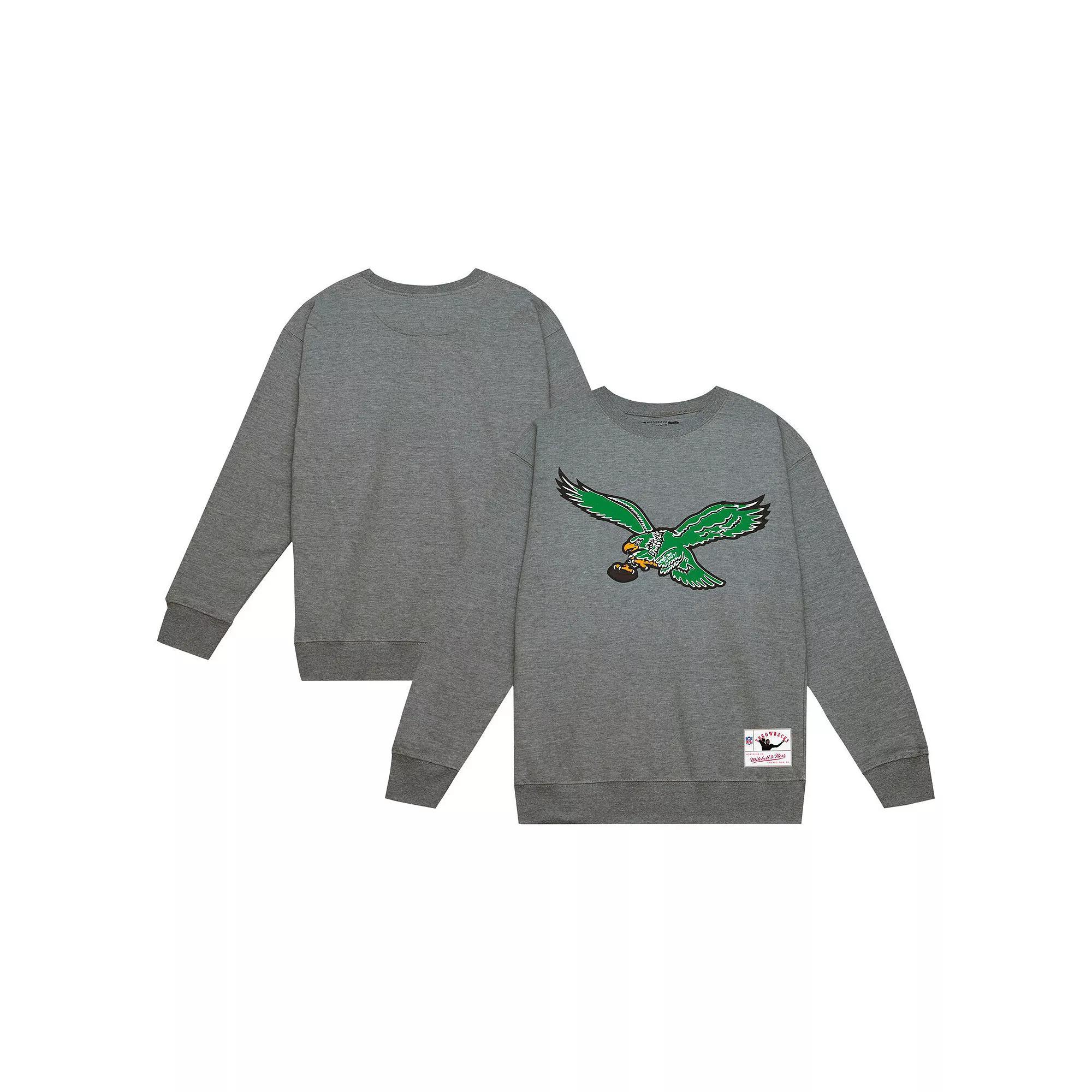 Men's Mitchell & Ness Heather Gray Philadelphia Eagles Basic Fleece Pullover Sweatshirt, Size: Medium, Grey Product Image
