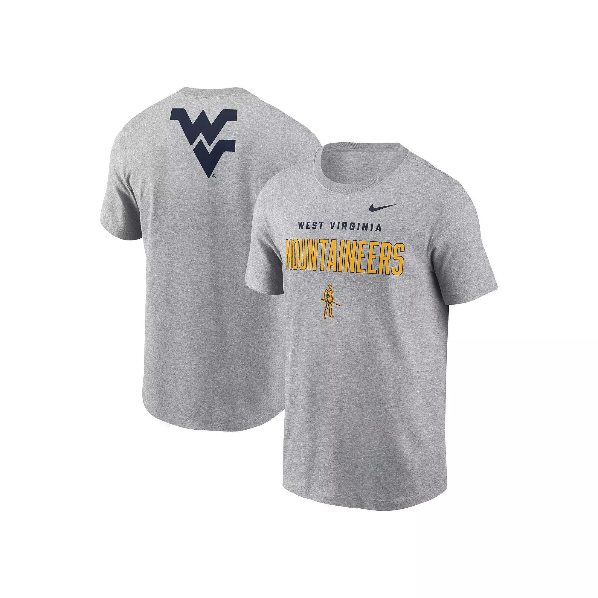 Men's Nike Heather Gray West Virginia Mountaineers Campus 2-Hit Primary Mascot T-Shirt,  Product Image