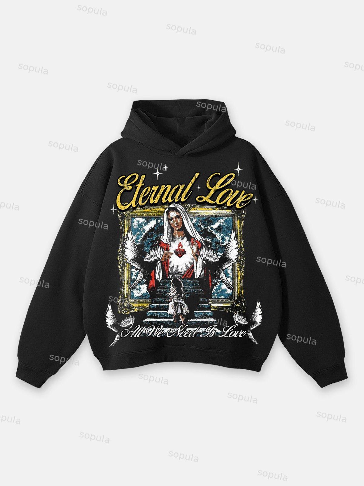 Sopula All We Need Is Love Graphic Print Hoodie Product Image