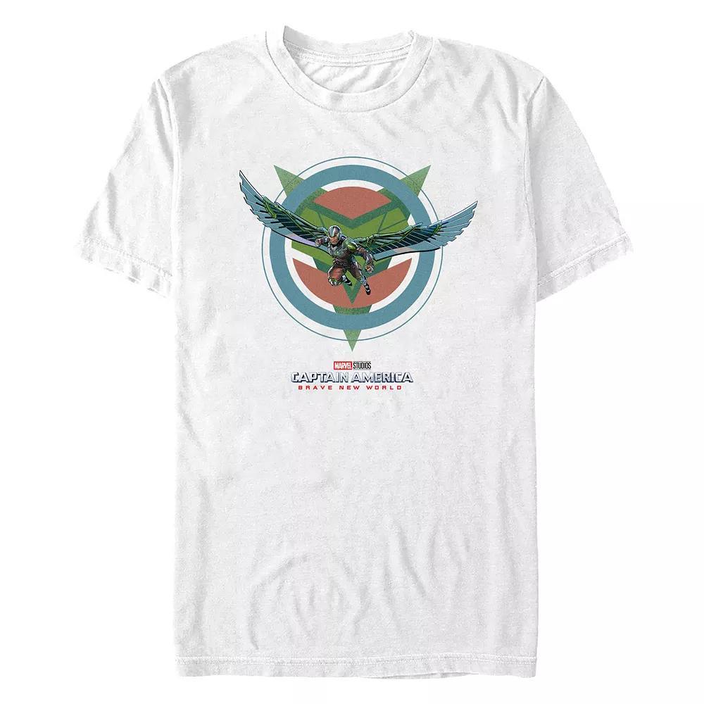 Men's Marvel Captain America Brave New World Falcon In Action Graphic Tee, Size: XS, White Product Image