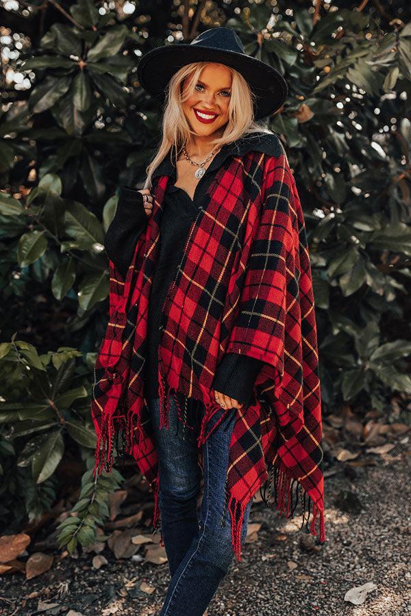 Surrounded By Snuggles Plaid Poncho Product Image