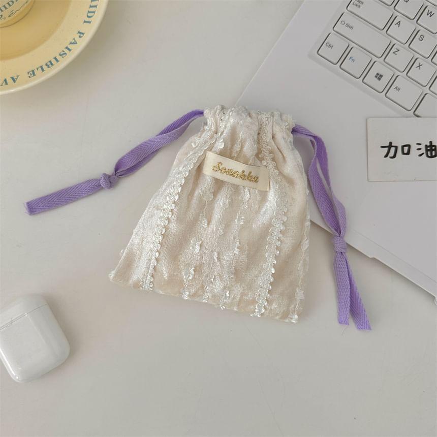 Striped Drawstring Make Up Pouch Product Image