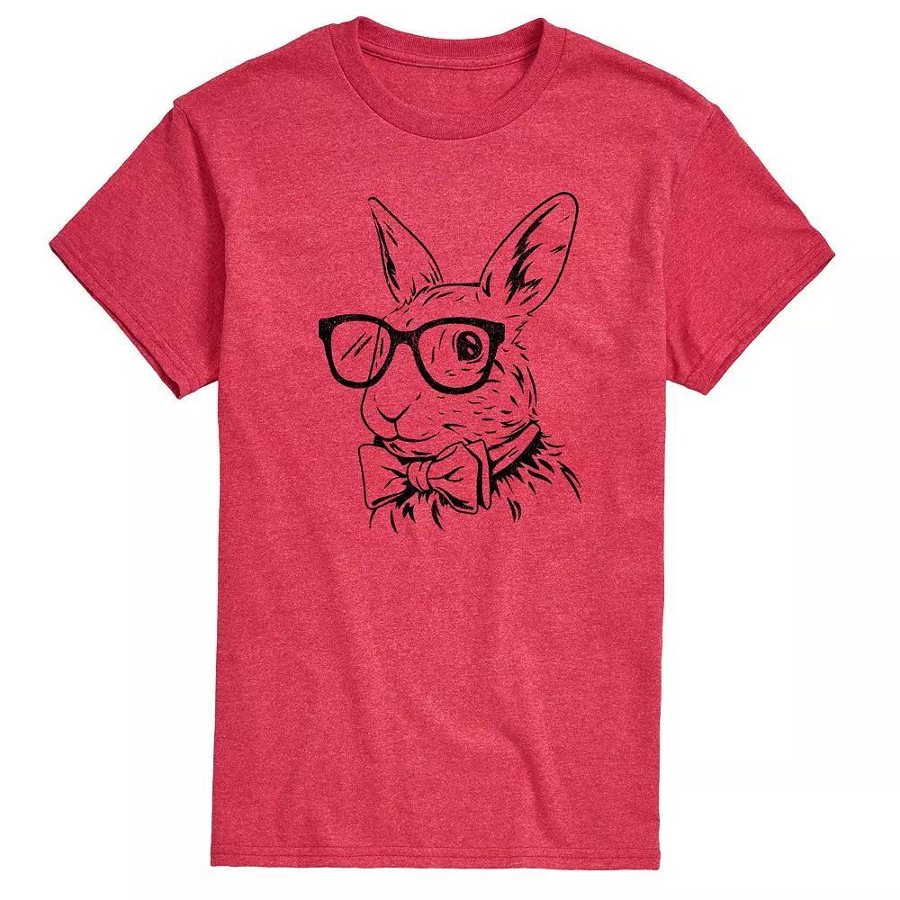 Men's Bunny Bow Tie Graphic Tee, Size: XL, Grey Red Product Image