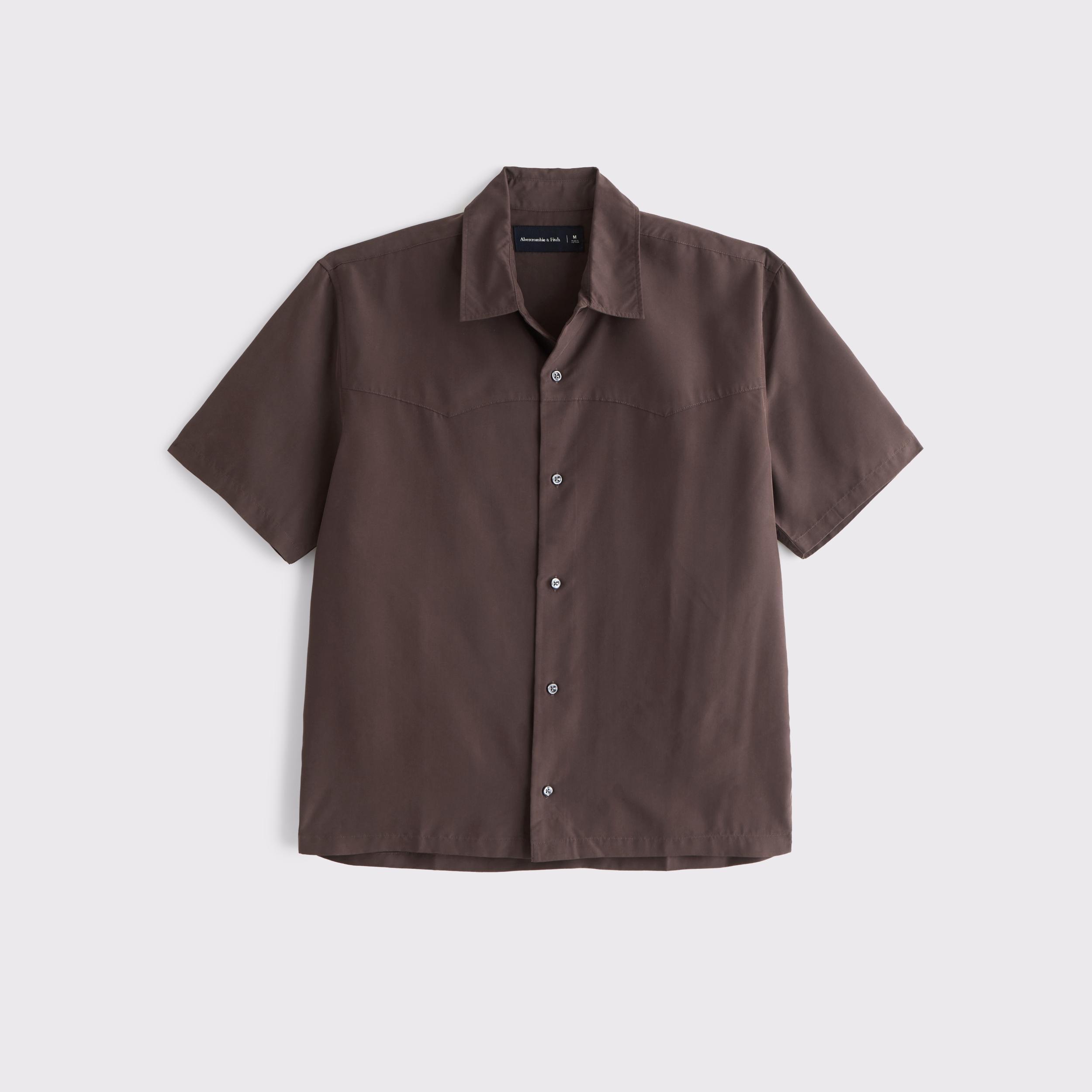 Short-Sleeve Cupro Button-Up Shirt Product Image