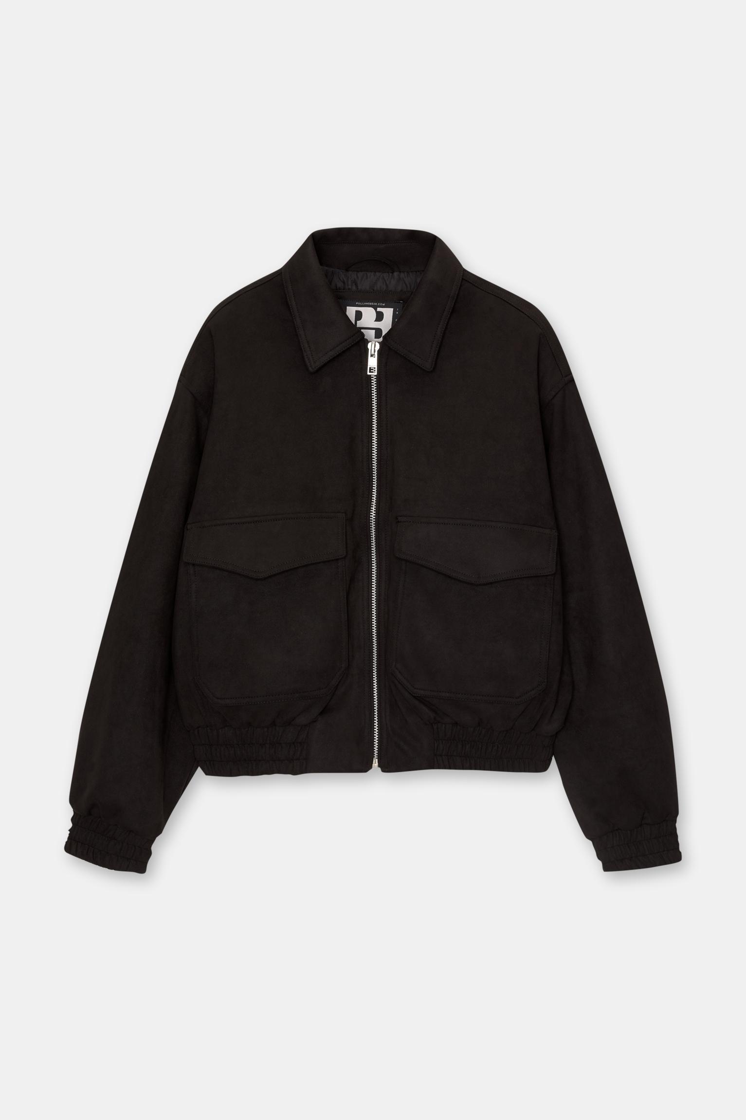 Cropped faux suede jacket Product Image