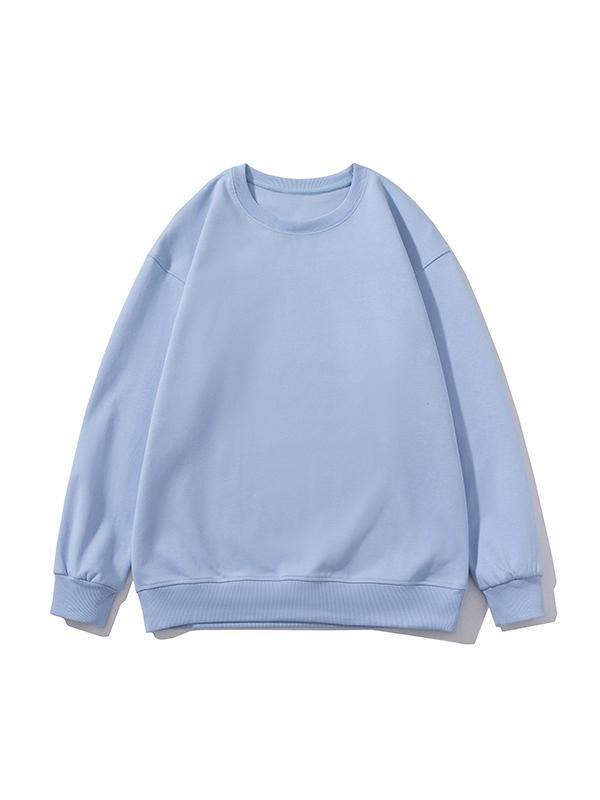 Men’s Solid Color Comfort Cotton Crew Neck Sweatshirt Product Image
