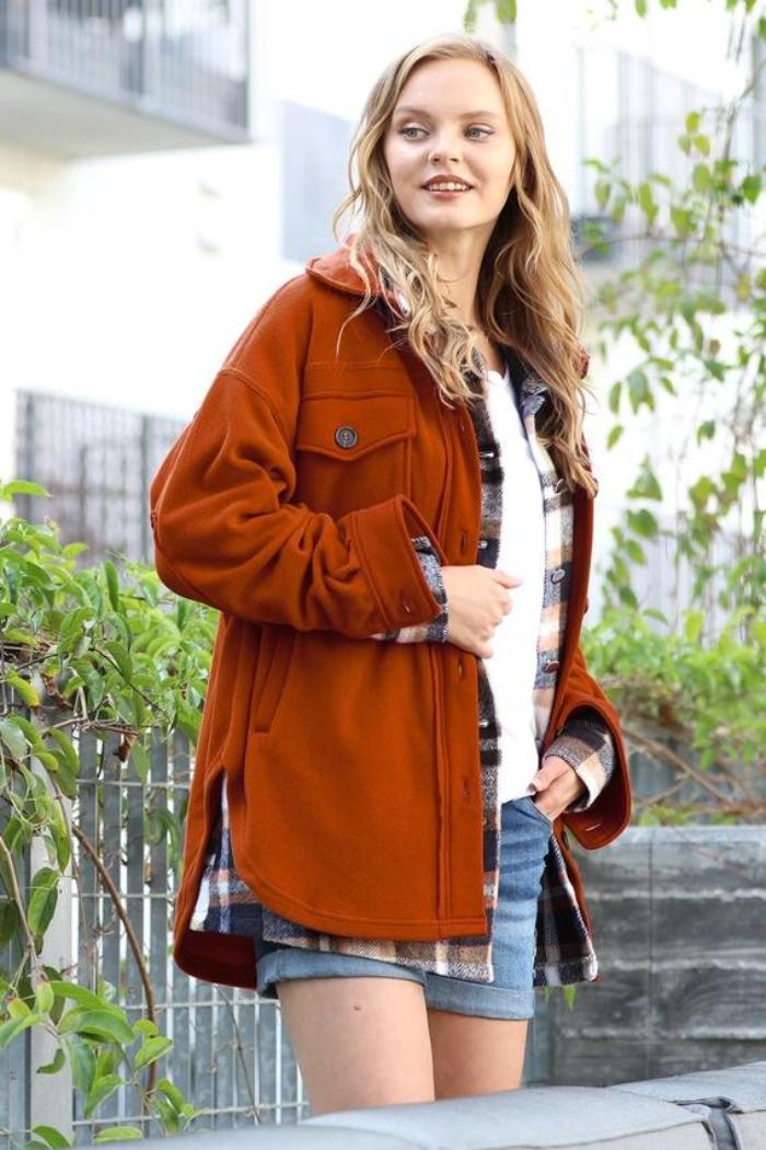 Oversized Fleece Shacket w/ Elbow Patch Product Image