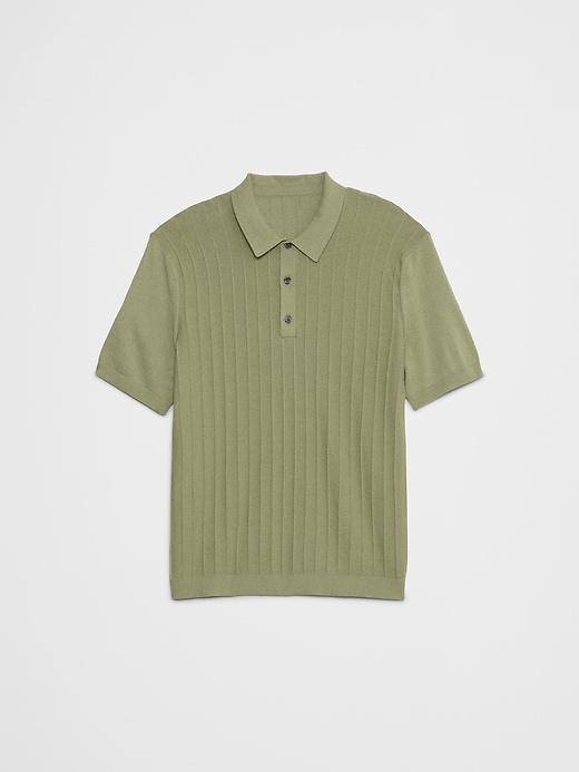 Wide Ribbed Polo Sweater Product Image