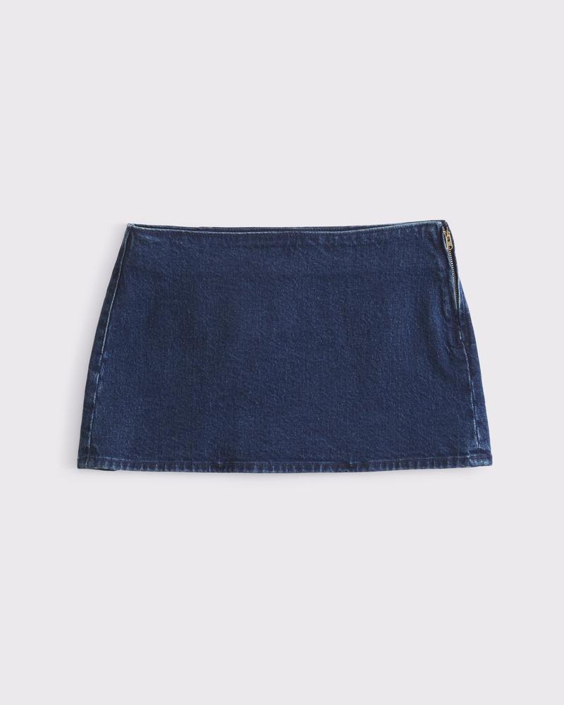 The A&F Scarlett Mid Rise Denim Mini Skort Product Image