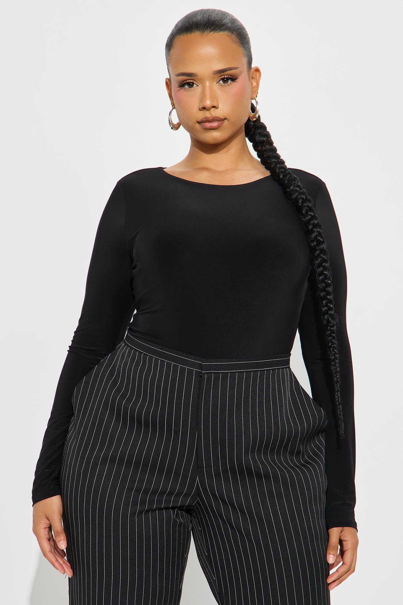 Breezy Double Lined Long Sleeve Bodysuit - Black Female Product Image