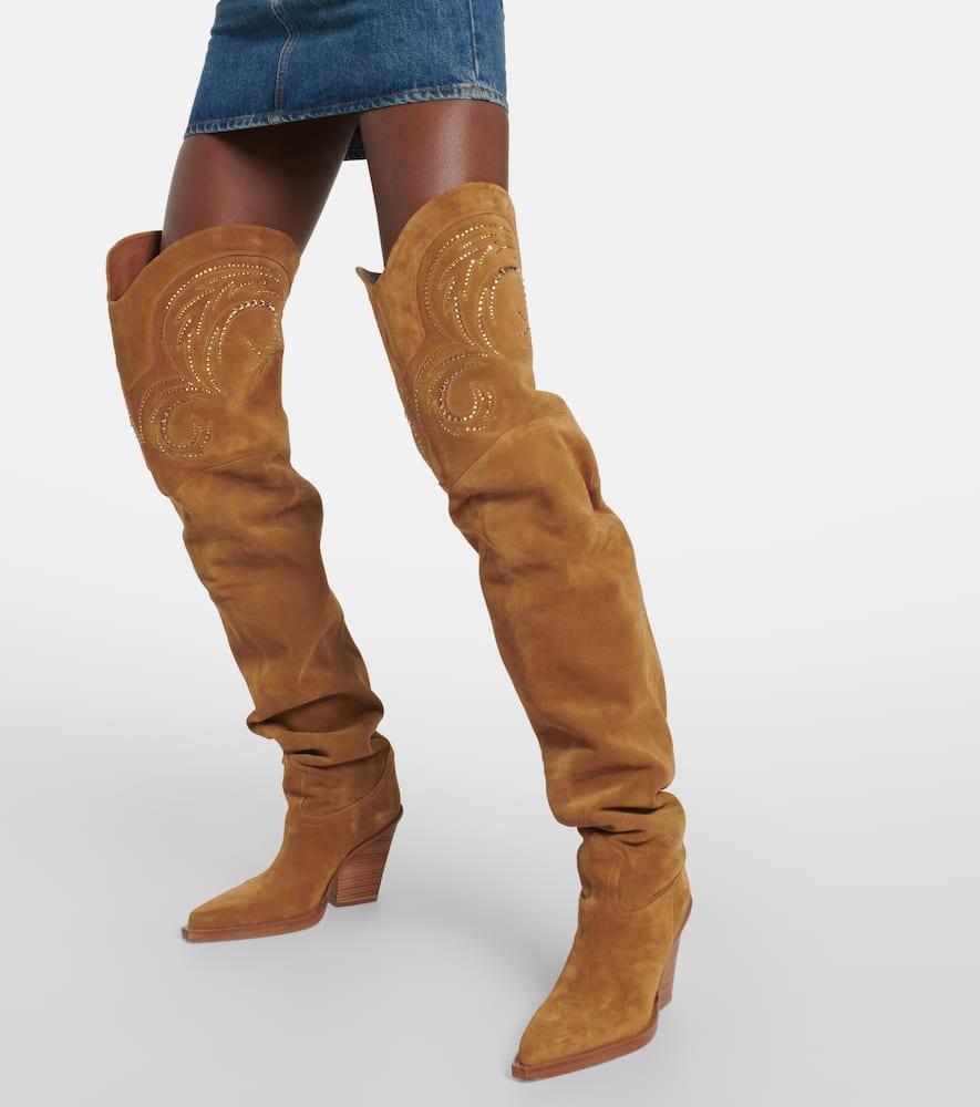 PARIS TEXAS Holly Dakota Suede Over-the-knee Boots In Brown Product Image