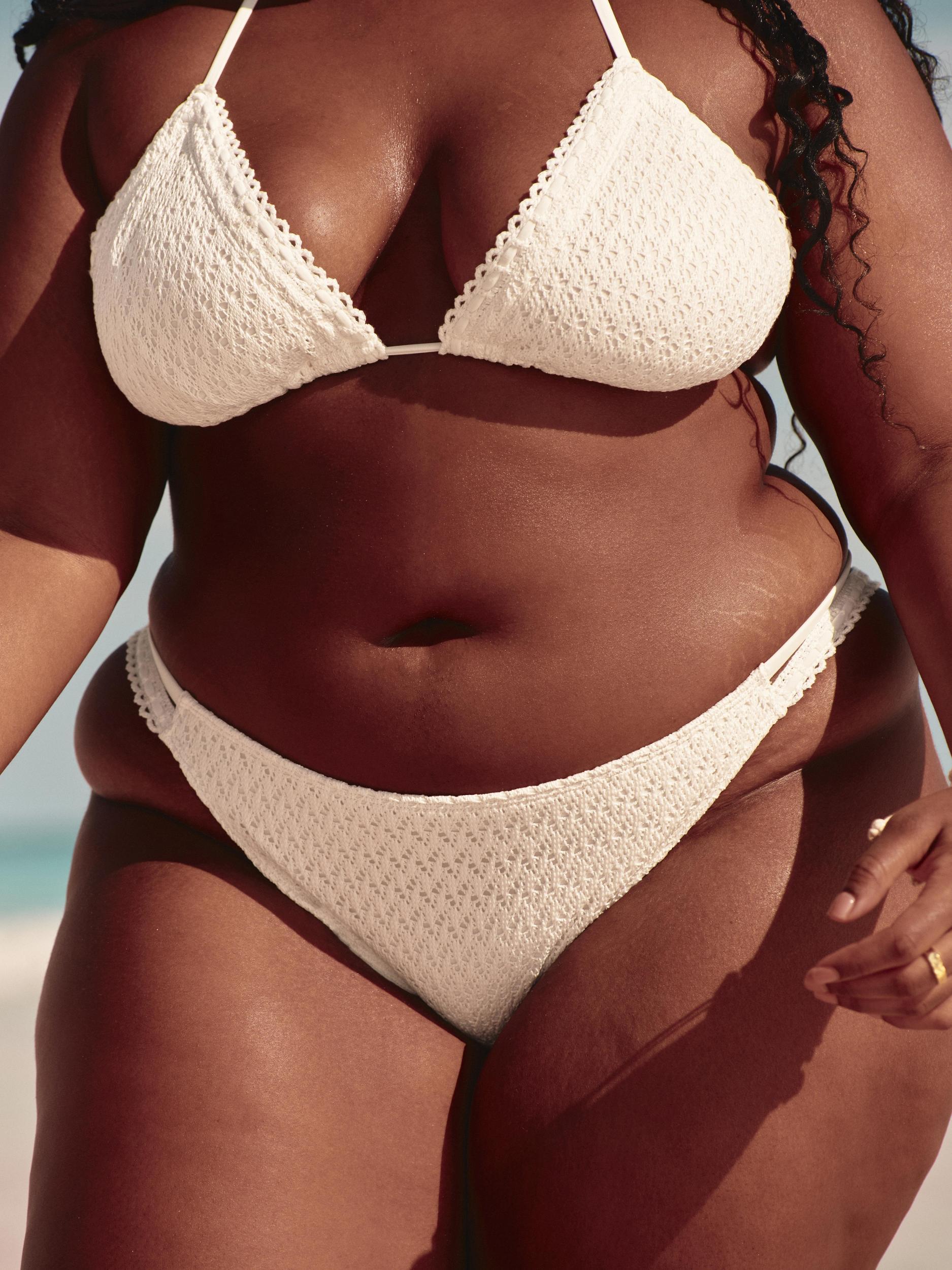 Crochet-Style Mixed High-Leg Cheeky Bikini Bottom Product Image